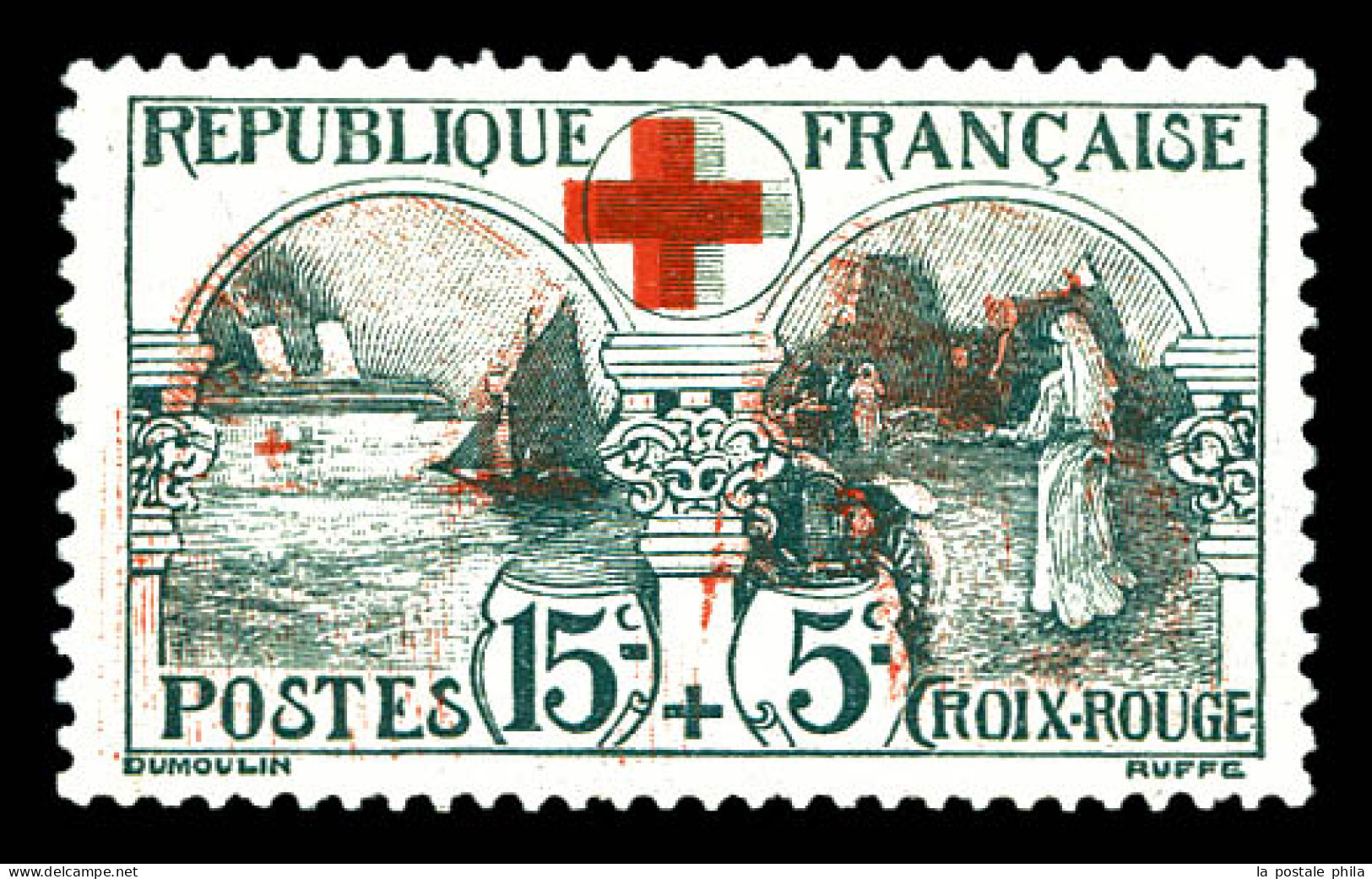 * N°156a, Infirmière, Couleur Rouge Très Déplacée. Très Jolie Variété. R.R. (signé Calves/certificat)  Qualité: * - Neufs