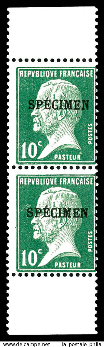 ** N°170, 10c Pasteur, Paire De Carnet Surcharge 'spécimen'. TTB (certificat)  Qualité: **  Cote: 600 Euros - Unused Stamps