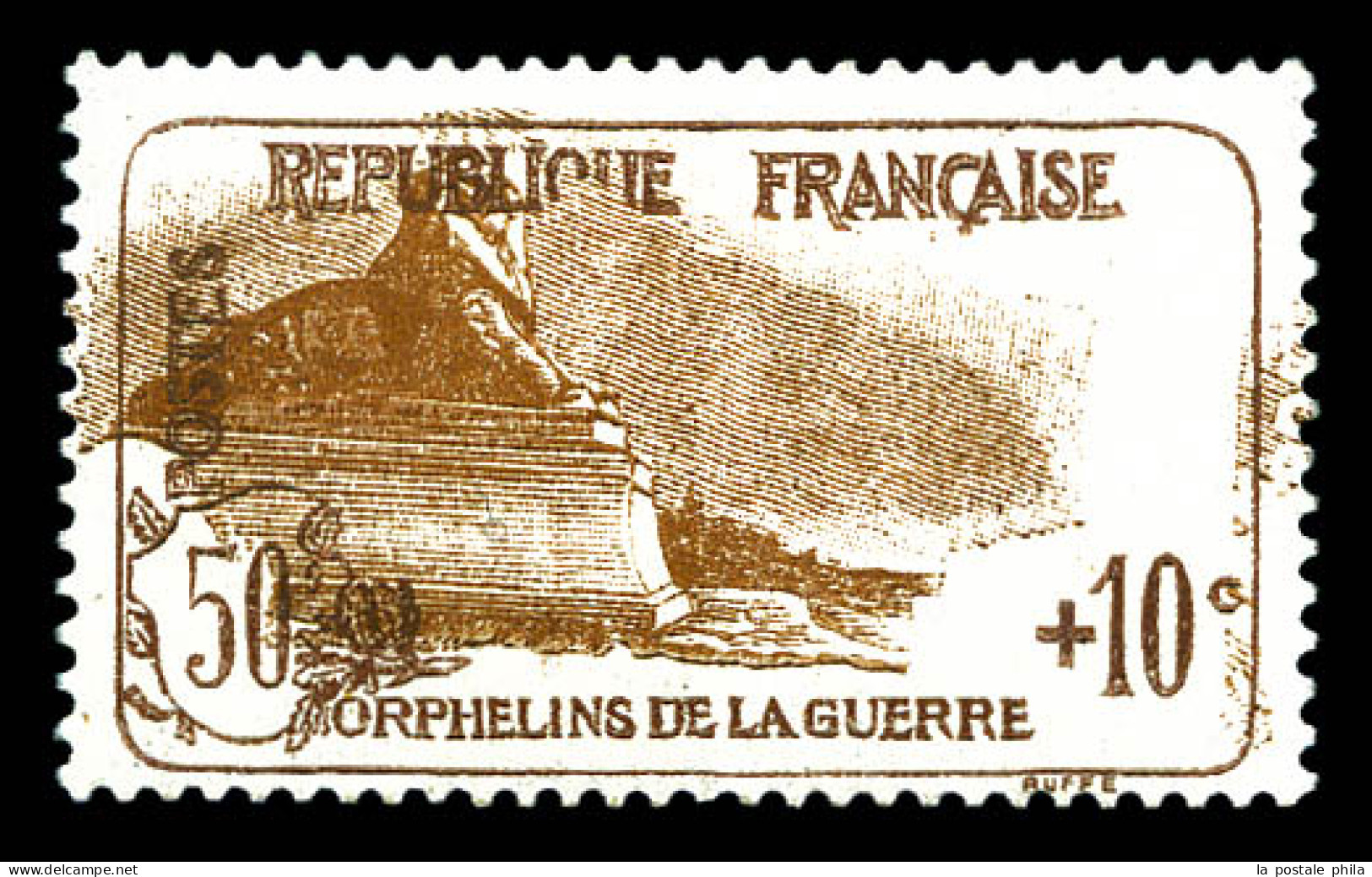 * N°230a, 3ème Série Orphelins, 50c. + 10c. Brun Foncé, CENTRE TRES DEPLACE (à Cheval), SUP. R.  Qualité: *  Cote: 585 E - Unused Stamps