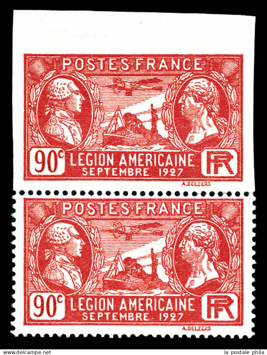 * N°244d, Légion Américaine: Non Dentelé Tenant à Dentelé En Paire Verticale Haut De Feuille, Quasi ** (tirage: 10 Exemp - Unused Stamps