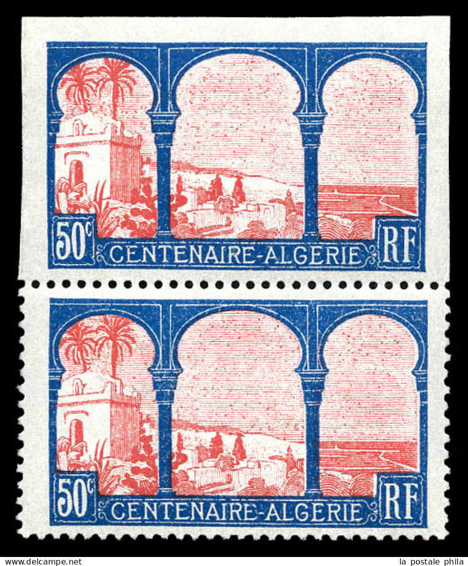 ** N°263c, Centenaire De L'Algérie Francaise: Non Dentelé Tenant à Dentelé. Moins De 10 Paires Possibles, Fraicheur Post - Unused Stamps