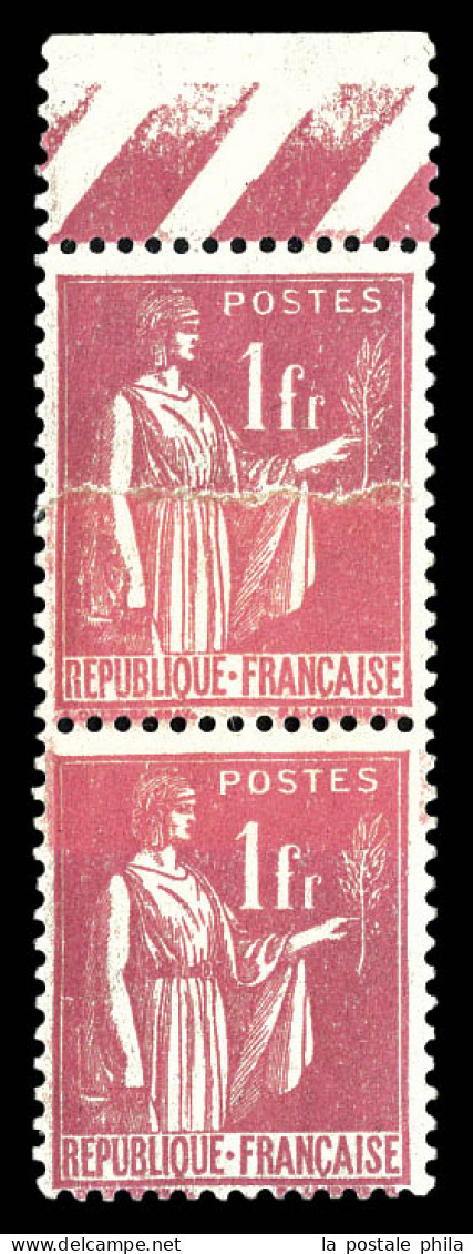 ** N°369, 1F Paix, Impression Sur Raccord En Paire Bdf (1ex*). TTB  Qualité: ** - Unused Stamps