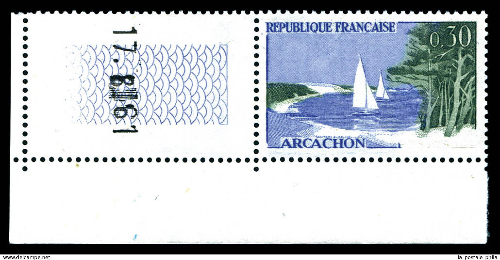 ** N°1312a, 30c Arcachon: Sans 'Postes', Cdf Daté, TTB  Qualité: **  Cote: 350 Euros - Unused Stamps