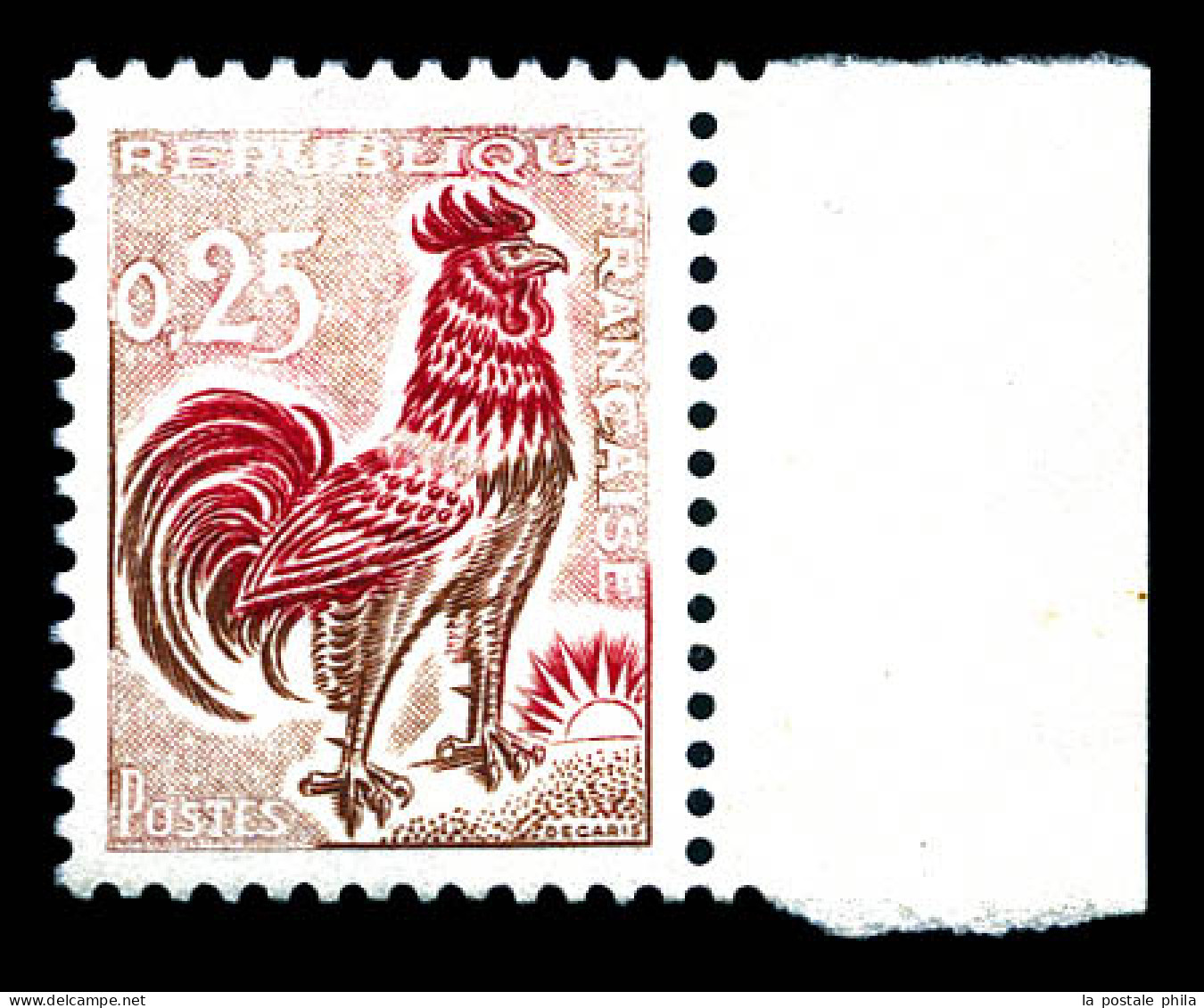 ** N°1331, 25c Coq: Couleur Bleue Absente, Bdf. SUP (signé)  Qualité: ** - Unused Stamps