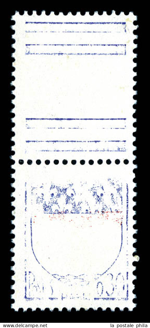 ** N°1354Bc, 30c Paris, Couleur Bleu Partielle Et Rouge Absente, Bdf. TTB (certificat)  Qualité: ** - Ungebraucht