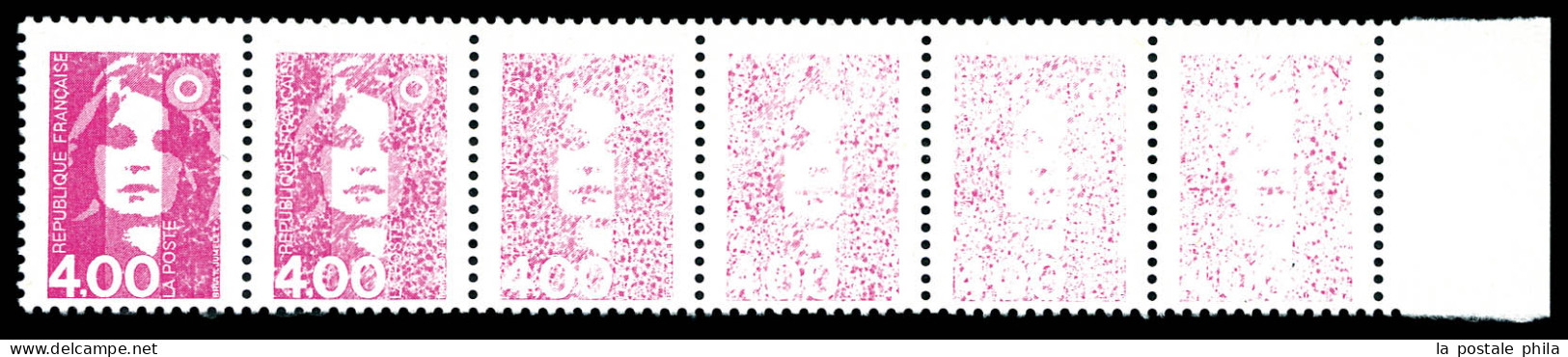 ** N°2717, 4F Briat, Impression Effacée Sur Bande De 6 Exemplaires. TTB (certificat)  Qualité: **  Cote: 540 Euros - Unused Stamps