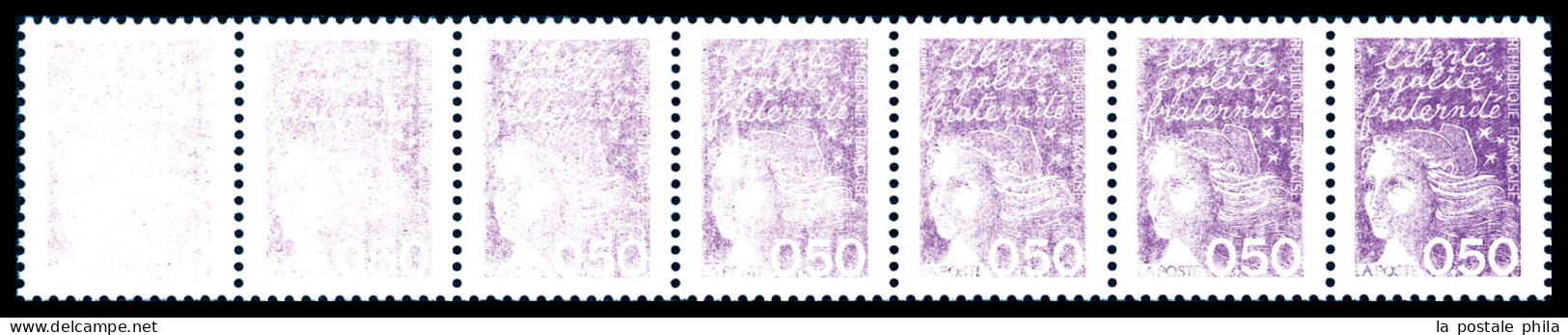 ** N°3088d, 0.50 Luquet, Impression Très Défectueuse Progressive Sur Bde De 7. TTB  Qualité: **  Cote: 840 Euros - Nuevos