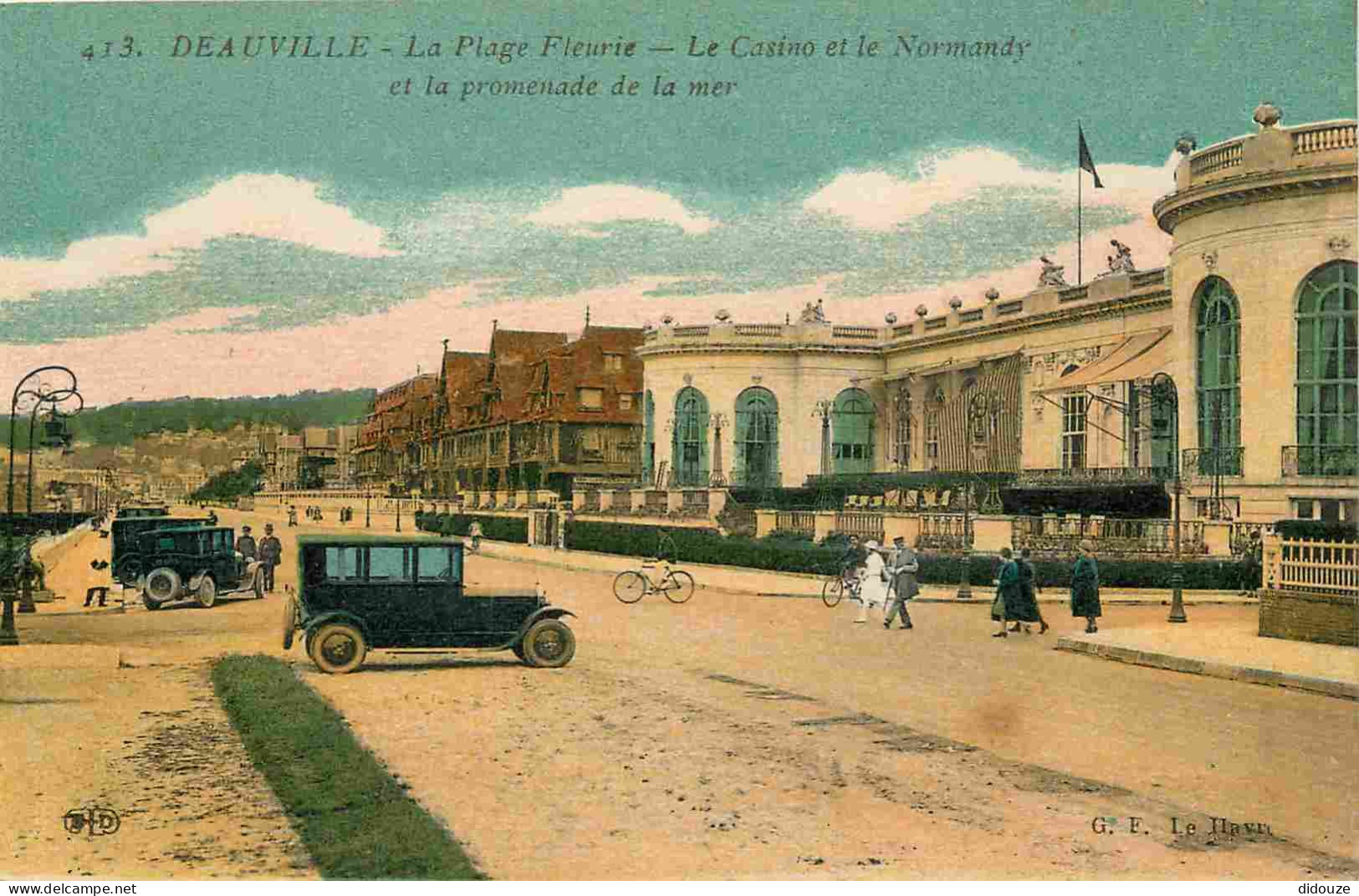 14 - Deauville - La Plage Fleurie - Le Casino Et Le Normandy Et La Promenade De La Mer - Animée - Automobiles - Colorisé - Deauville