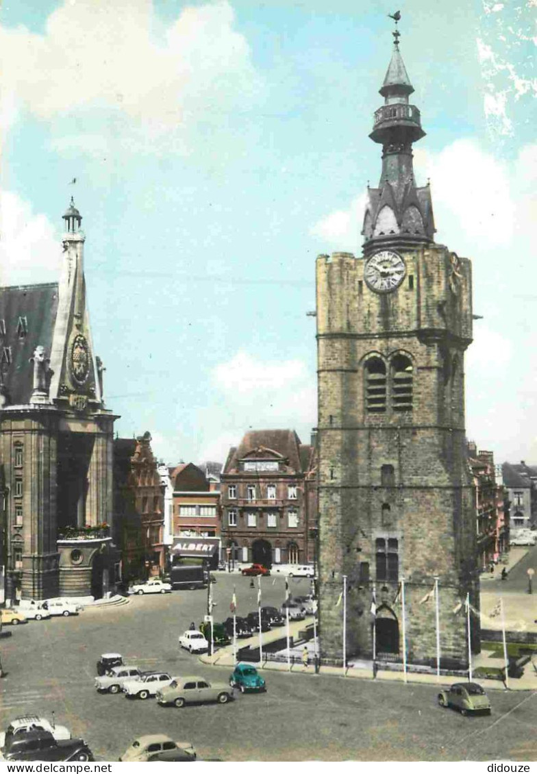 62 - Béthune - La Grand Place - Le Beffroi - Automobiles - Carte Dentelée - CPSM Grand Format - Etat Pli Visible - Voir  - Bethune