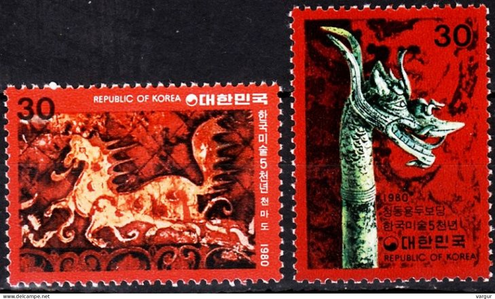 KOREA SOUTH 1980 Korean Art - 5000. 6th Issue. Animal Figurines, MNH - Beeldhouwkunst