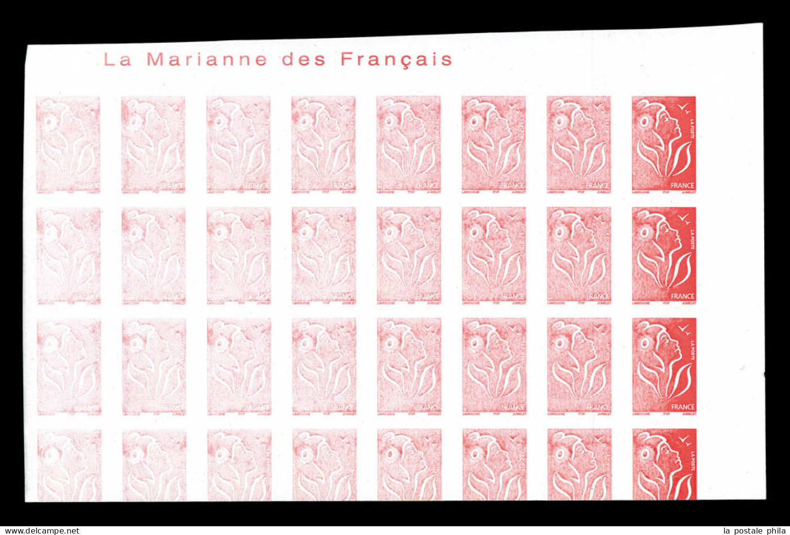 ** N°3734, Lamouche TVP Rouge: Impression Défectueuse Sur Bloc De 24 Non Dentelé, Coin De Feuille Avec Mention 'La Maria - Unused Stamps