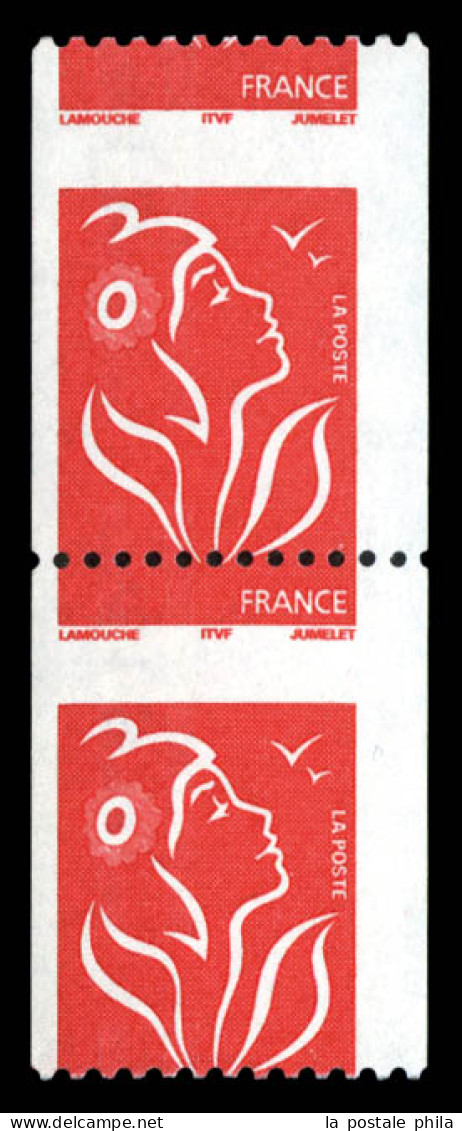 ** N°3743f, Lamouche TVP Rouge, Piquage à Cheval En Paire Verticale. TB (signé Calves)  Qualité: **  Cote: 120 Euros - Unused Stamps