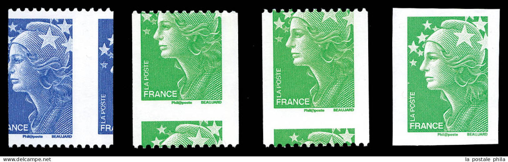 ** Beaujard, 4 Variétés: 1 Non Dentelé Accidentel + 3 Piquages à Cheval. TB  Qualité: ** - Unused Stamps