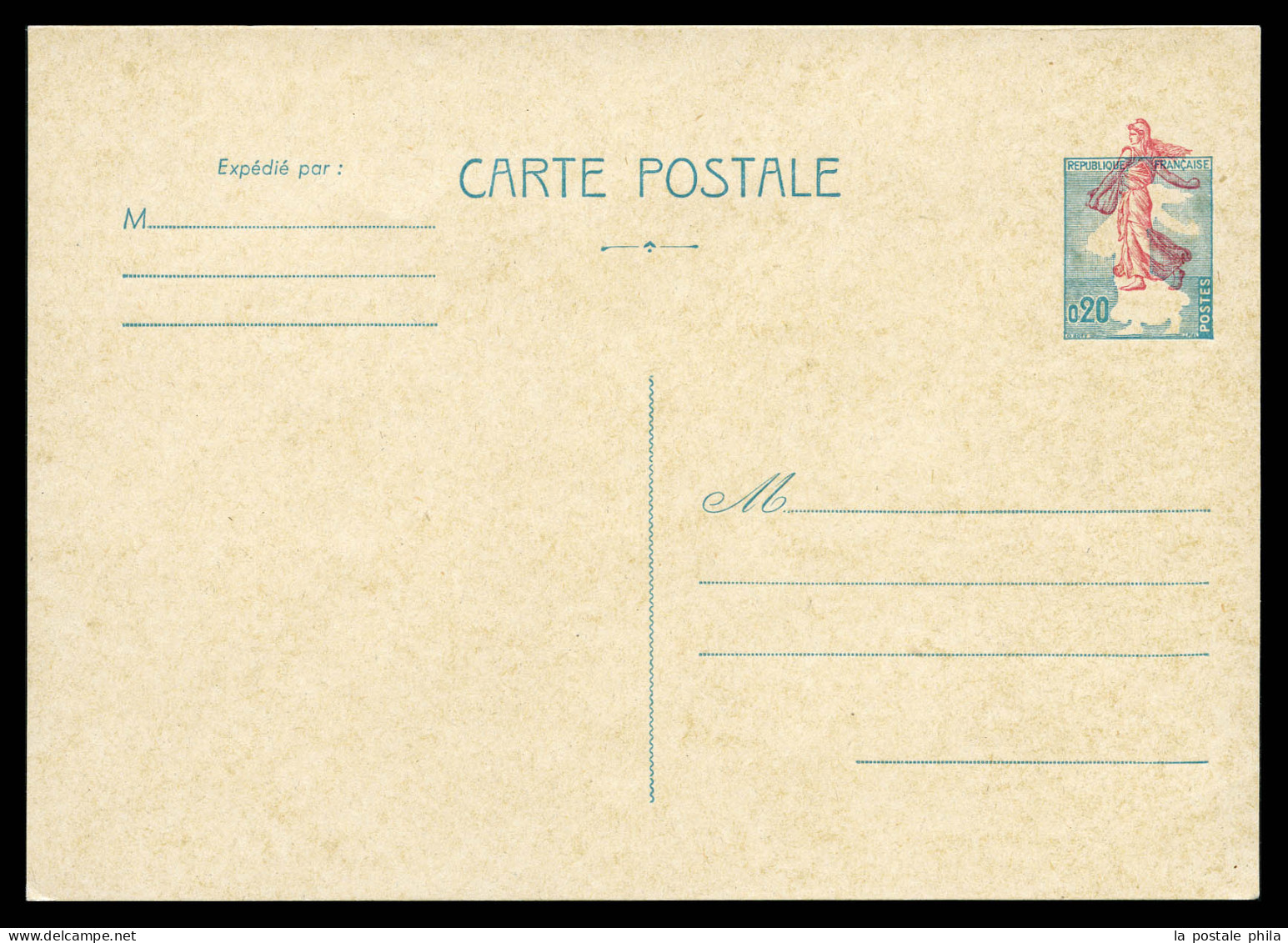 (*) N°1233-CP1, Semeuse Lignée, Décalage De La Couleur Rouge. TTB (certificat)  Qualité: (*) - Cartes-lettres