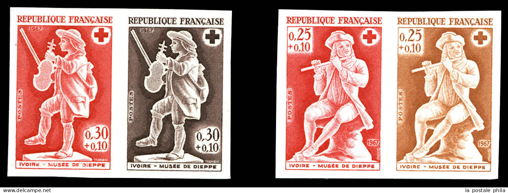 ** N°1540/41, Croix Rouge De 1967, 2 Paires. TB  Qualité: **  Cote: 270 Euros - Prove Di Colore 1945-…