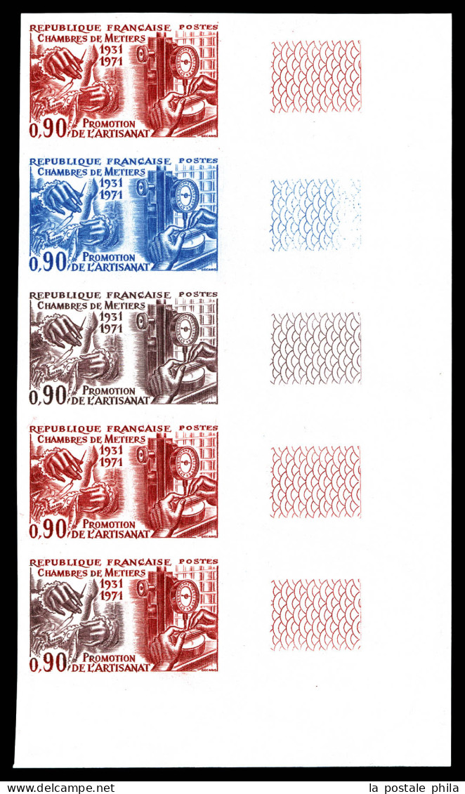 ** N°1691, 90c Chambre Des Metiers: Bande De 5 Dont Un Multicolore, Cdf. TB  Qualité: **  Cote: 180 Euros - Color Proofs 1945-…