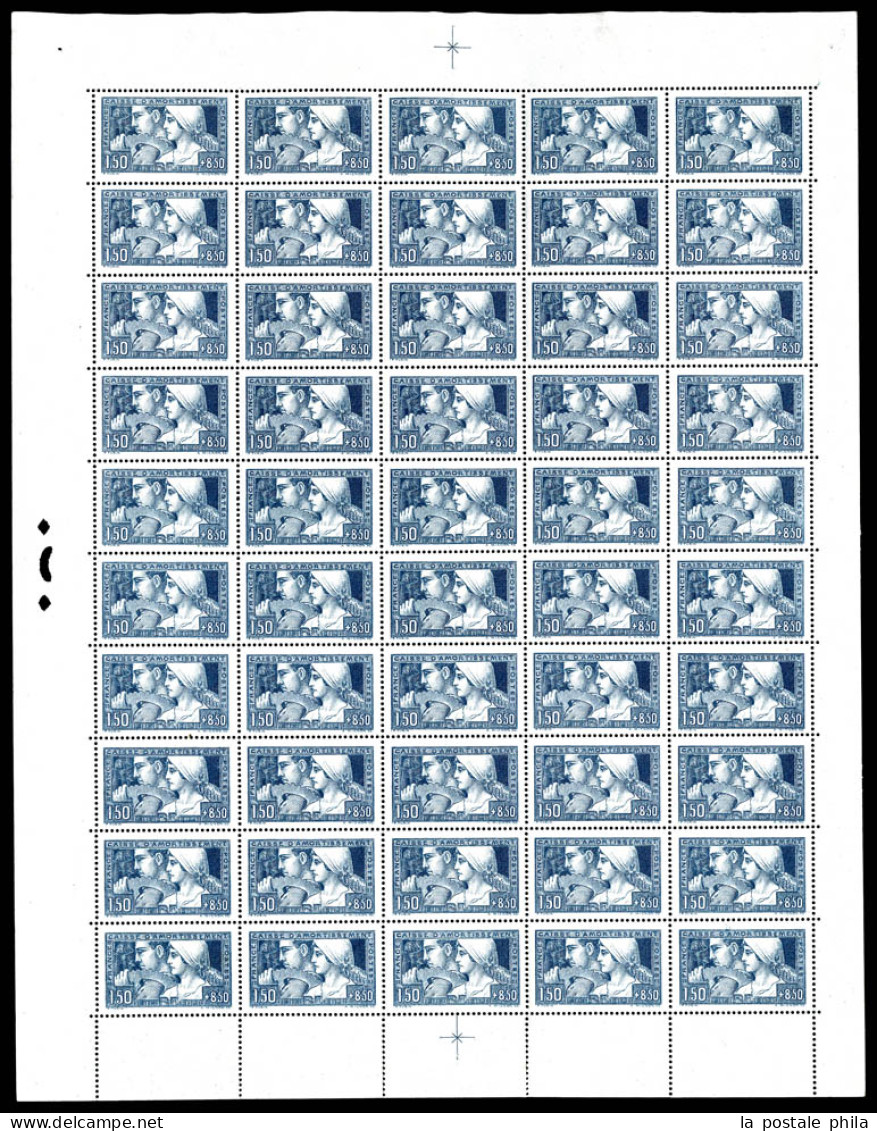 ** N°252, Travail En Feuille Complète De 50 Exemplaires Dont 5 Bandes Type I, II Et III Se Tenant, 1 Exemplaire Variété  - Fogli Completi