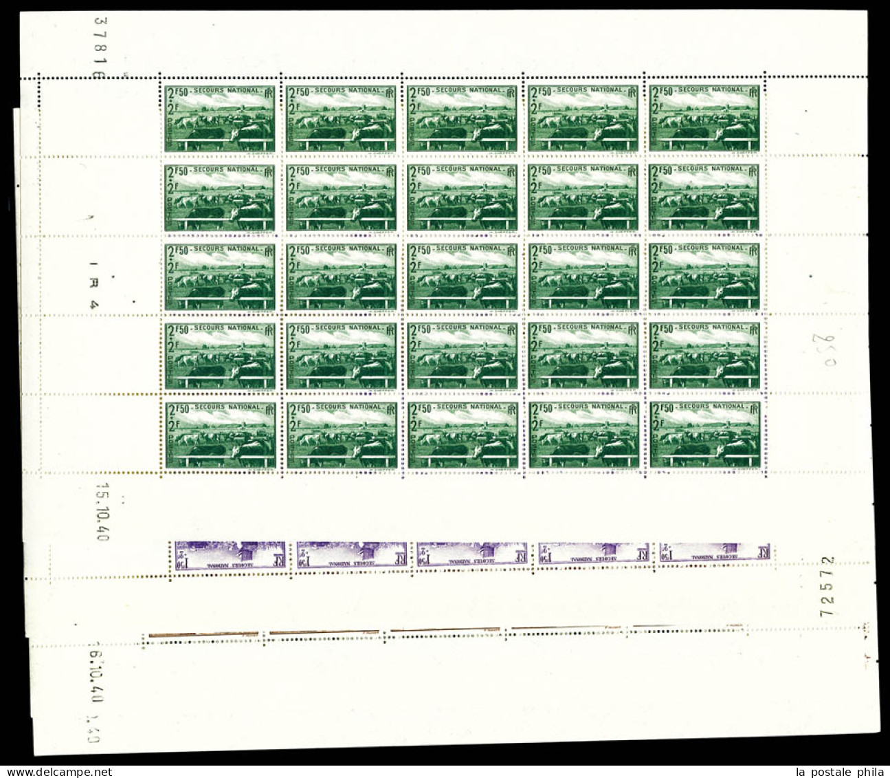 ** N°466/469, Série Secours National: 4 Feuilles Complètes De 25 Exemplaires. TTB  Qualité: **  Cote: 500 Euros - Full Sheets