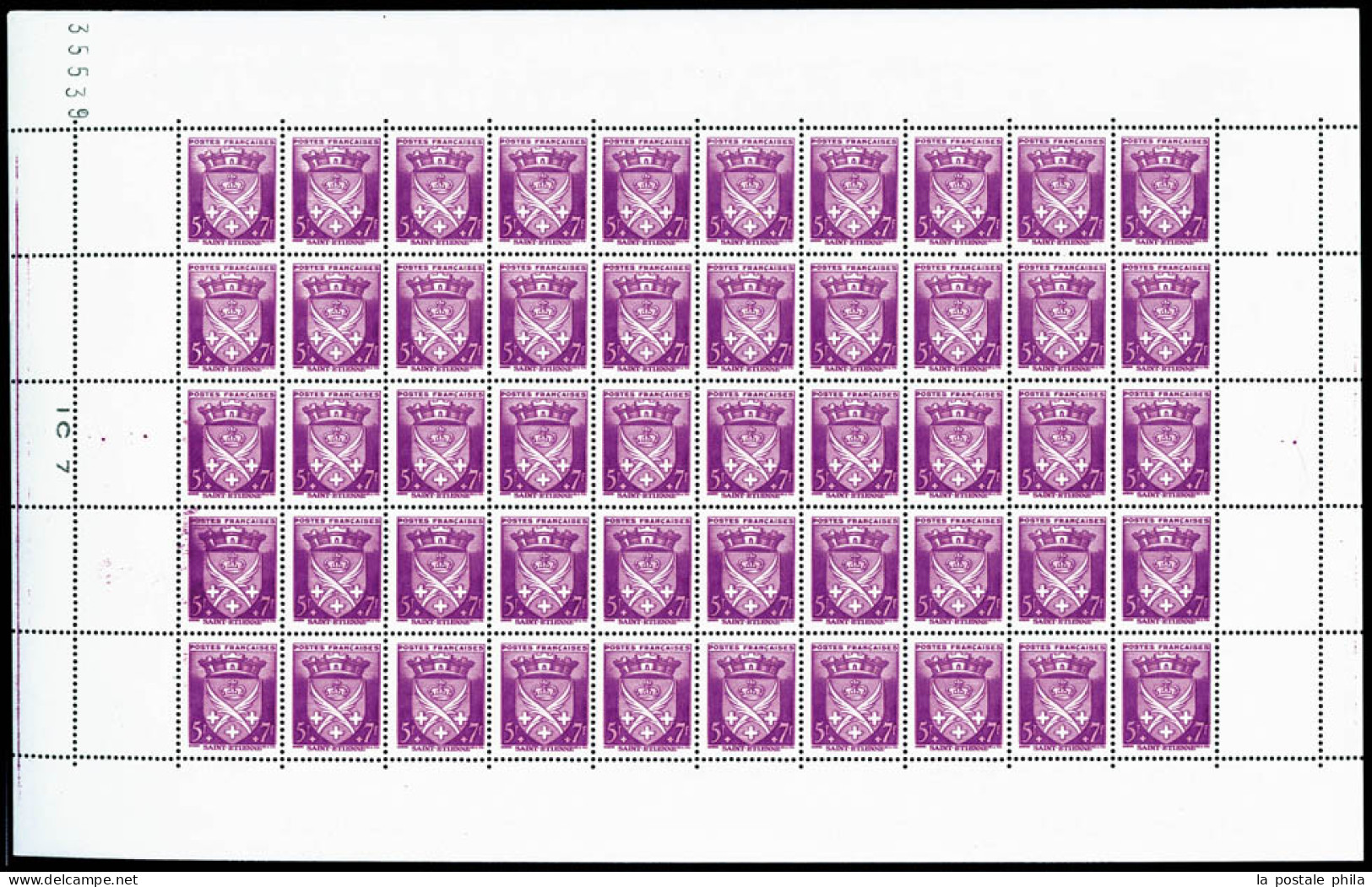 ** N°553/64, Série Armoiries De 1942 En Feuille Complète De 50 Exemplaires, SUP (certificat)  Qualité: **  Cote: 3000 Eu - Full Sheets