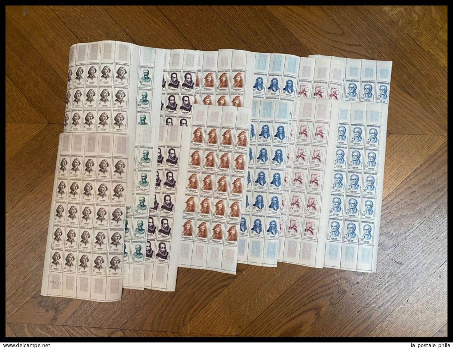 ** 1957-1964, POSTE: Stock De Feuilles Ou Fragments Ensemble Très Complet Et Equilibré Dont Séries Hommes Célèbres, 100F - Full Sheets