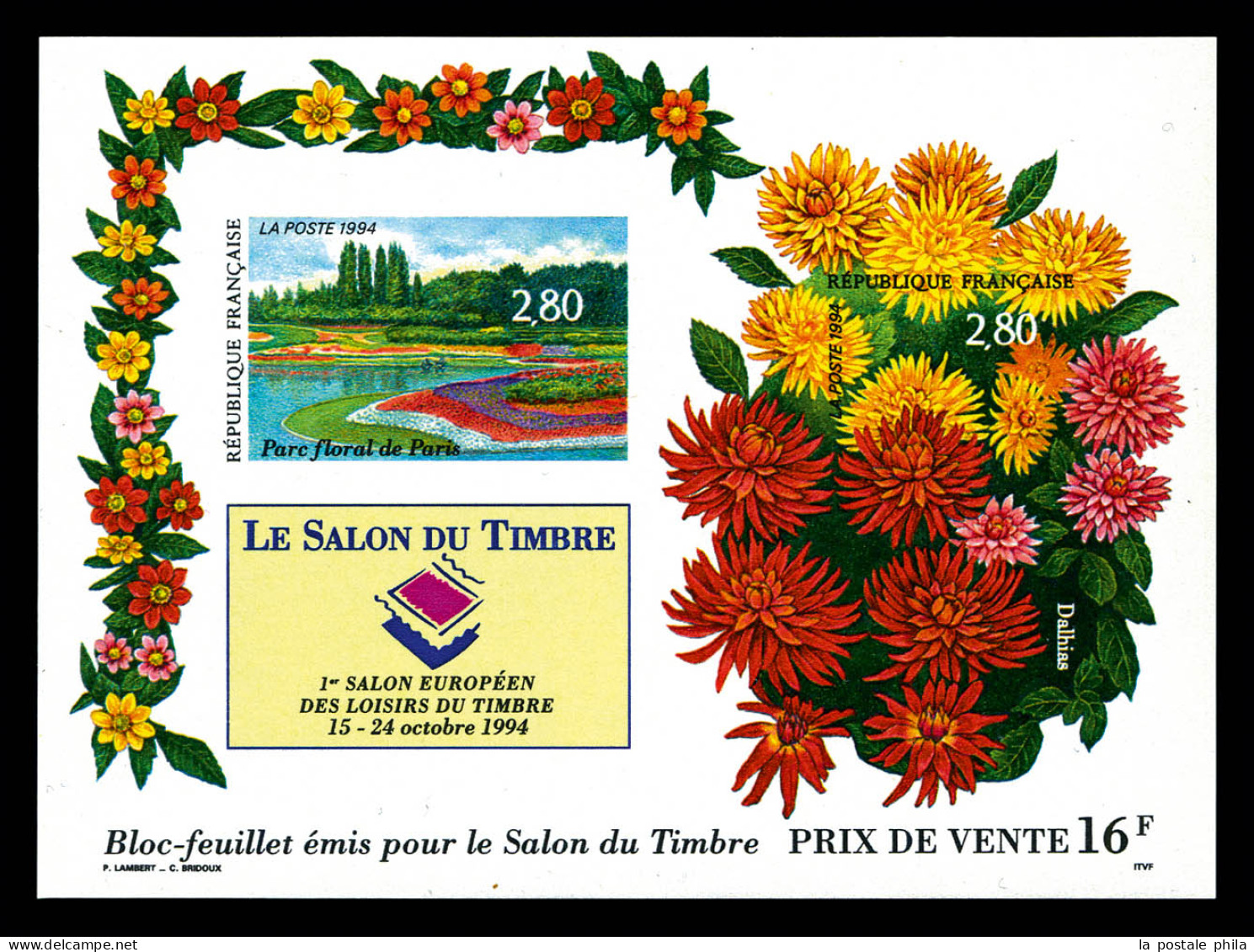 ** N°16, Salon Du Timbre 1994, Feuillet Non Dentelé Gommé. TTB  Qualité: **  Cote: 600 Euros - Epreuves De Luxe