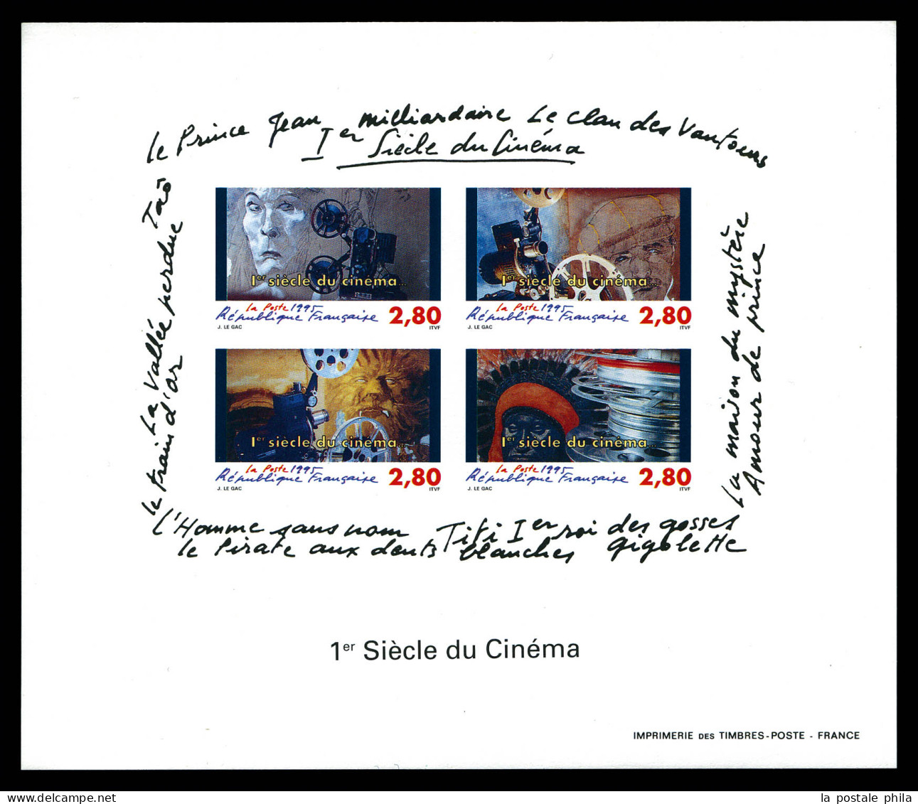 ** N°17, 1er Siècle De Cinéma, Bloc Feuillet Gommé. TTB (certificat)  Qualité: **  Cote: 600 Euros - Luxury Proofs