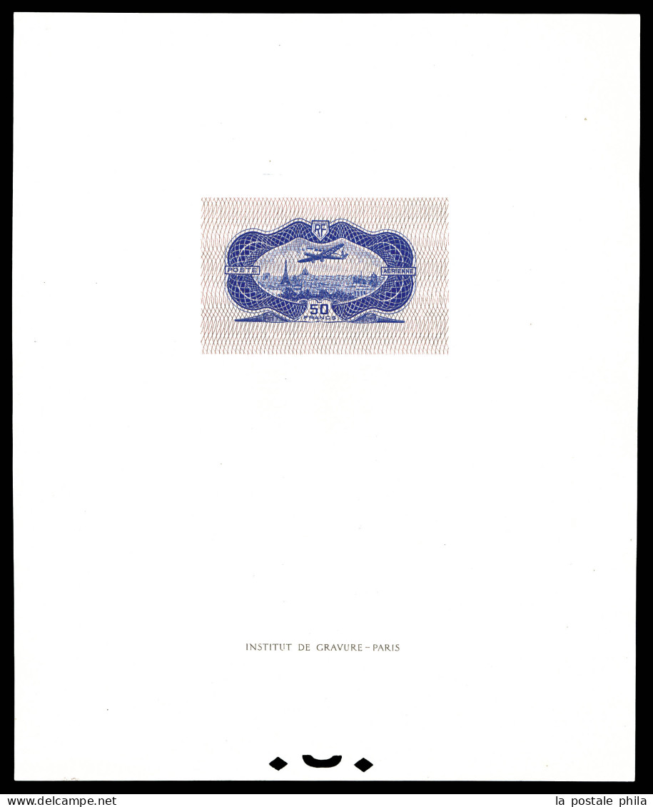 (*) N°15, Burelé, 50F Outremer En épreuve De Luxe Provenant De L'institut De Gravure. SUP. R.R. (certificat)  Qualité: ( - Luxeproeven