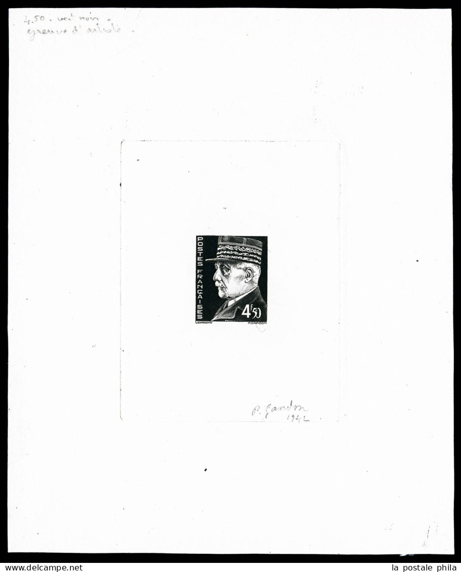 (*) N°523, Pétain 4f50, épreuve D'artiste En Noir Signée Gandon, TTB (certificat)  Qualité: (*) - Artist Proofs