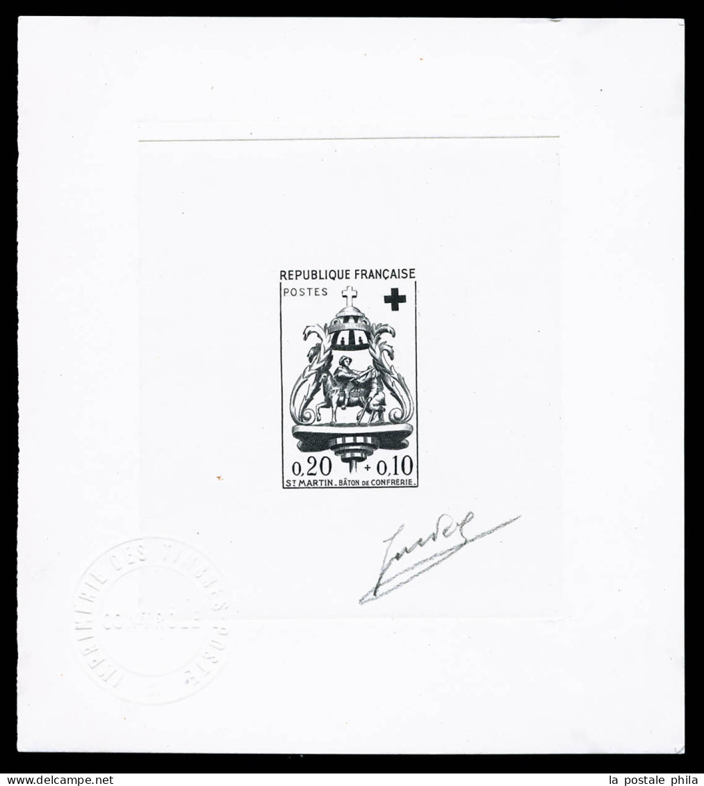 (*) N°1278/79, Paire Croix Rouge De 1960: 2 épreuves D'artiste En Noir Signées Du Graveur, TB (certificat)  Qualité: (*) - Artist Proofs