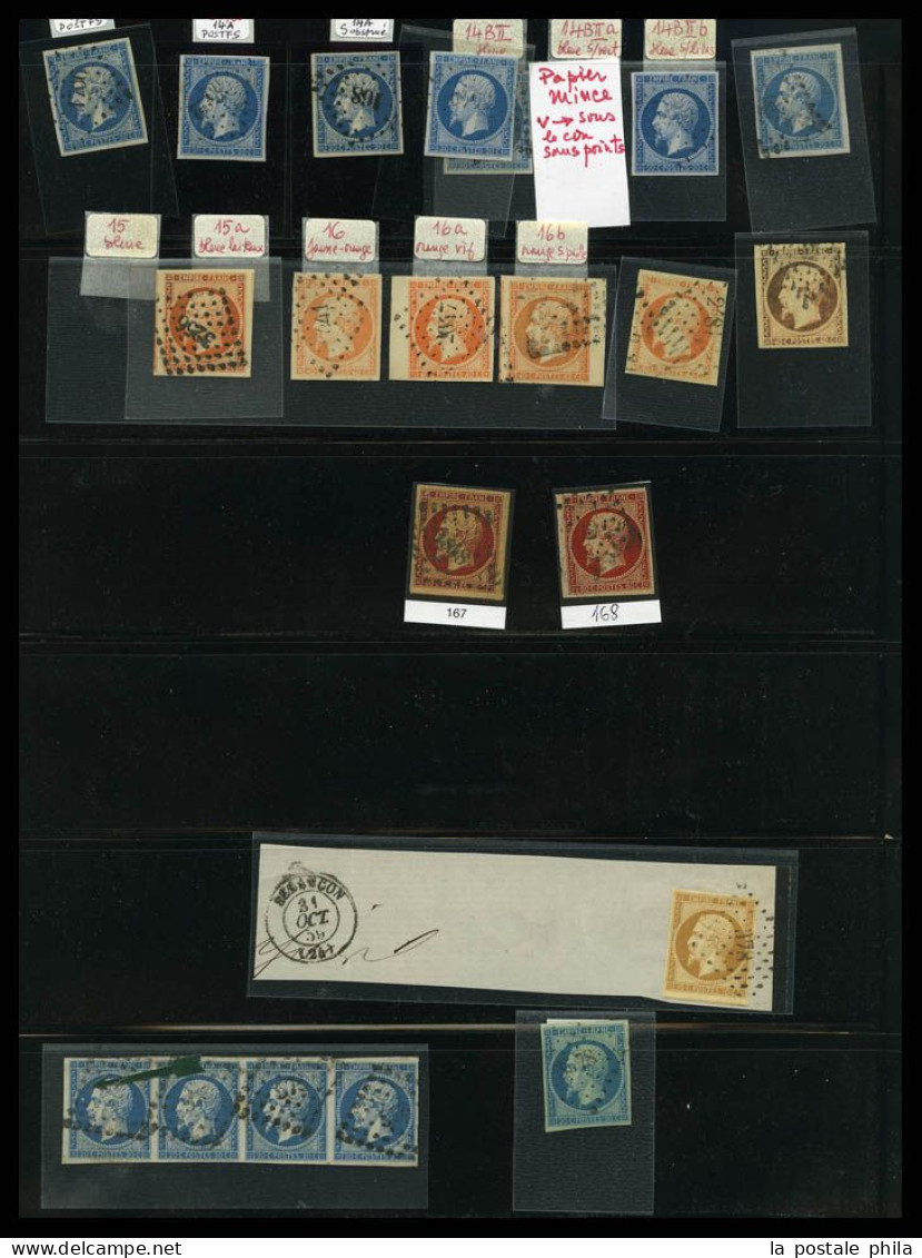 O 1849-1900: Entre Les N°1 Et 106 (sauf Bordeaux), Collection Par Multiples Dont Oblitérations, Variétés, Bandes, Blocs, - Collections