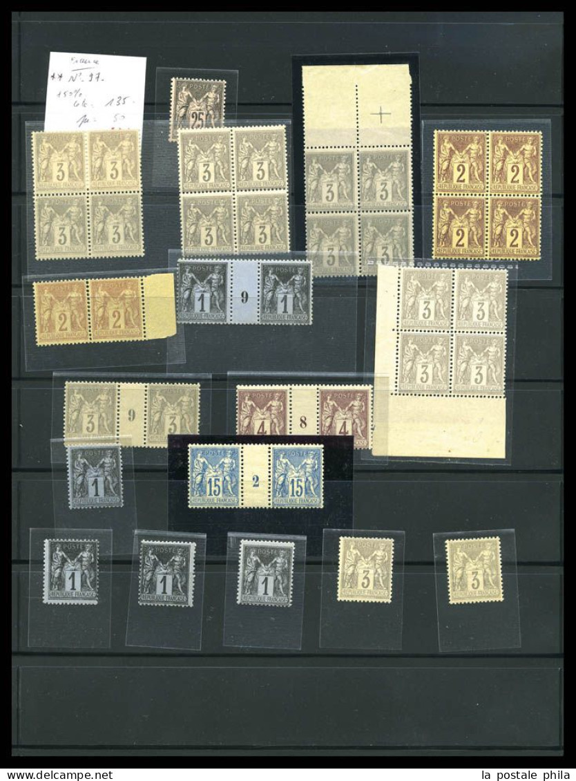 O 1849-1900: entre les N°1 et 106 (sauf Bordeaux), Collection par multiples dont oblitérations, variétés, bandes, blocs,