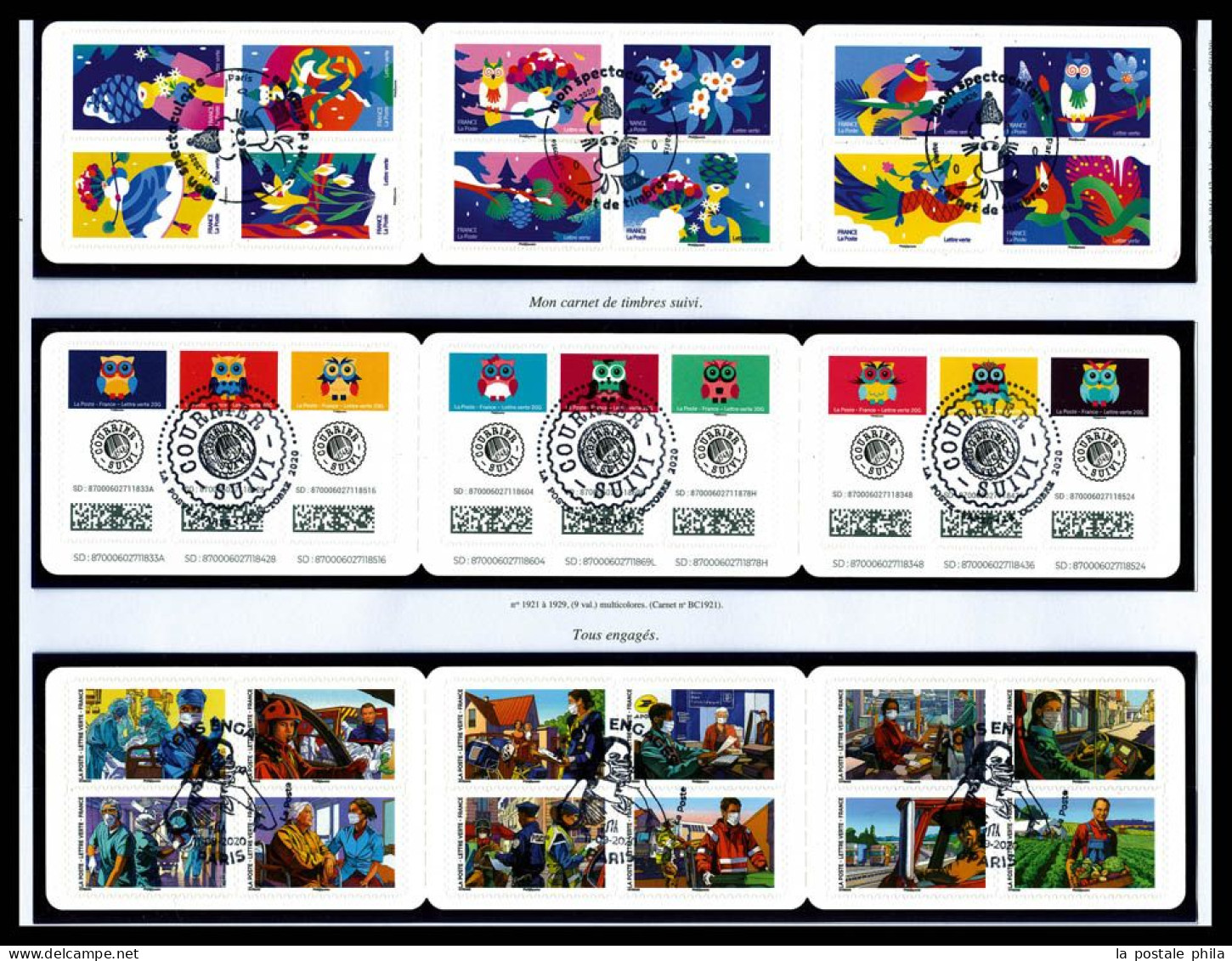 O 2008-2021, Autoadhésifs, collection quasi complète présentée en 2 Albums Yvert, bonnes valeurs dont N°222 et 224. TTB