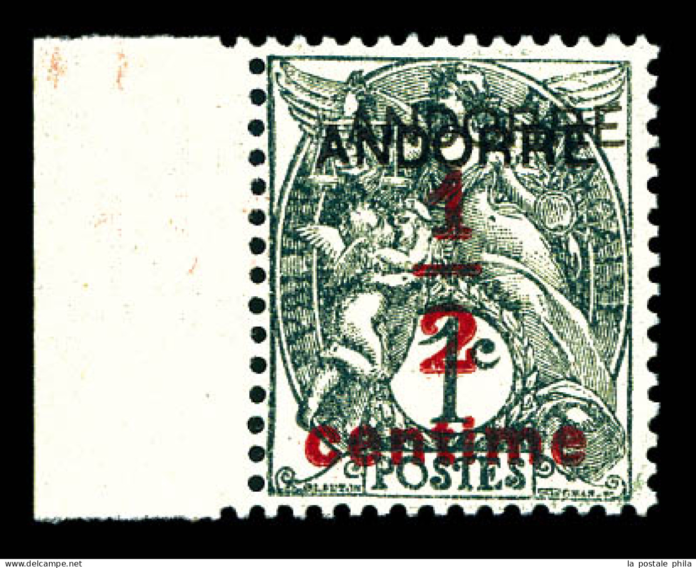 ** N°1a, 1/2s 1c Gris-noir, DOUBLE SURCHARGE, (tirage 100 Ex), R.R.R. Et SUP (signé Calves/certificat)  Qualité: **  Cot - Unused Stamps