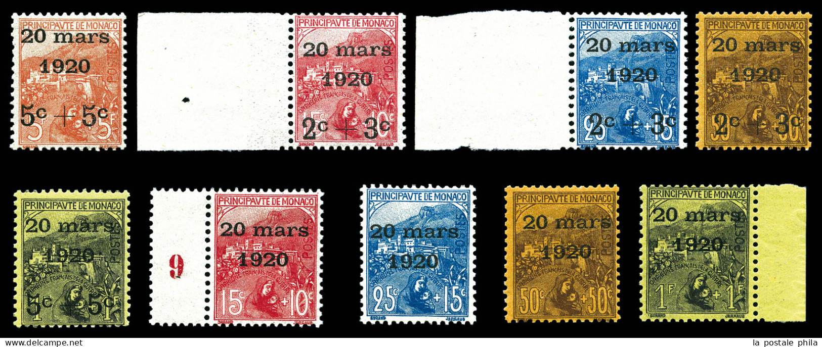 ** N°34/42, Série Orphelins Surchargés, Les 9 Valeurs TTB (certificat)  Qualité: **  Cote: 850 Euros - Unused Stamps
