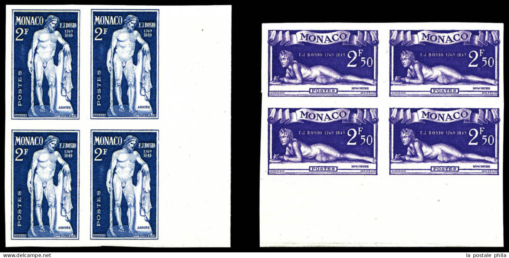 ** N°314/318, Série Bosio Non Dentelée En Bloc De 4 Bdf. TB  Qualité: **  Cote: 260 Euros - Unused Stamps