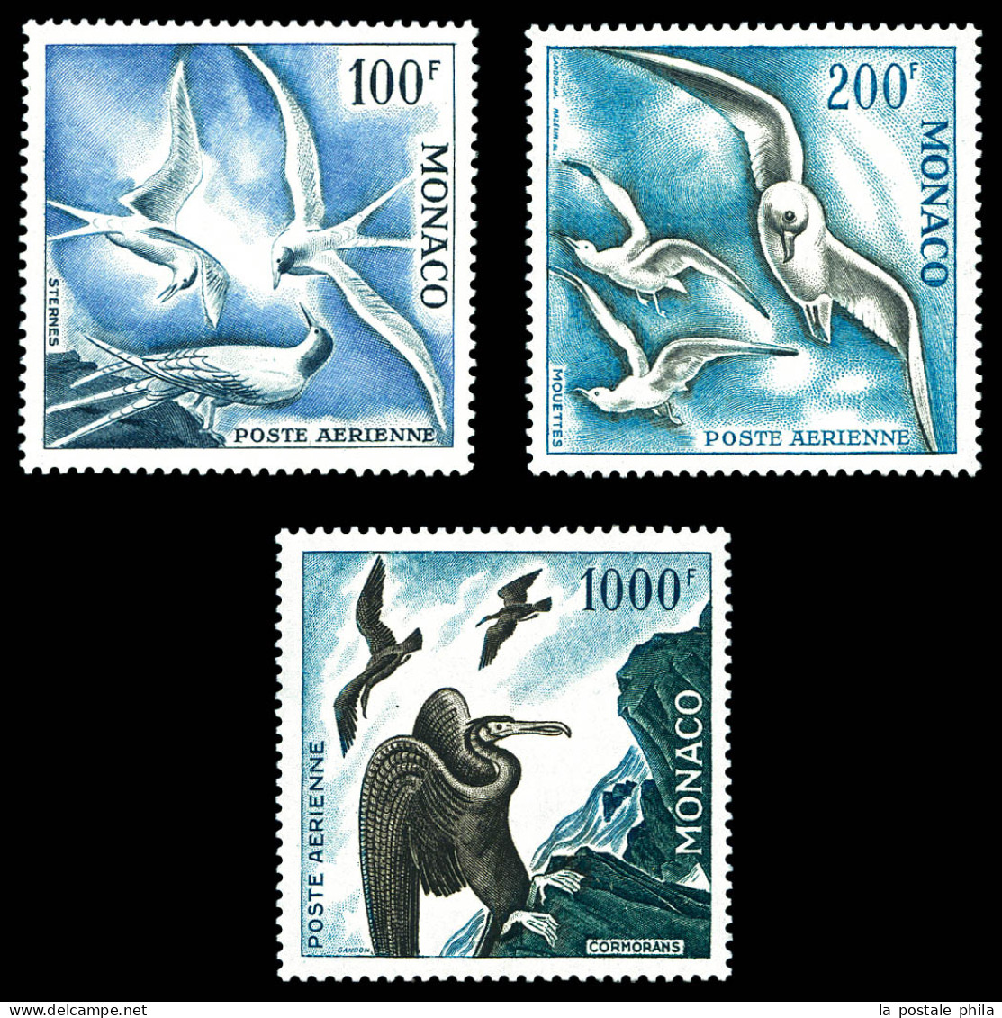 ** N°66/68, Série Oiseaux De Mer De 1957, Les 3 Valeurs, TB (certificat)  Qualité: **  Cote: 651 Euros - Luftfahrt