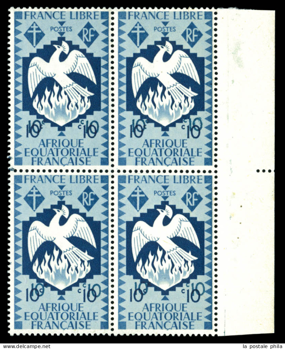 ** N°142a, 10c Bleu-gris: Double Impression De La Valeur En Bloc De 4 Bdf. SUP (certificat)  Qualité: **  Cote: 600 Euro - Unused Stamps