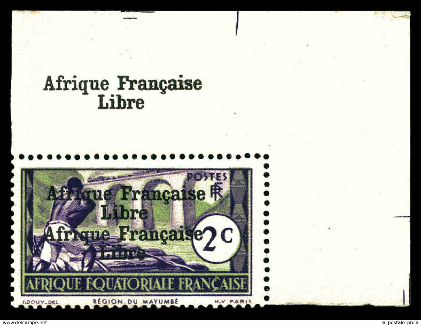 ** N°157a, 2c Violet Brun Et Vert: Double Surcharge, Coin De Feuille, Gomme Coloniale. TB  Qualité: **  Cote: 200 Euros - Unused Stamps