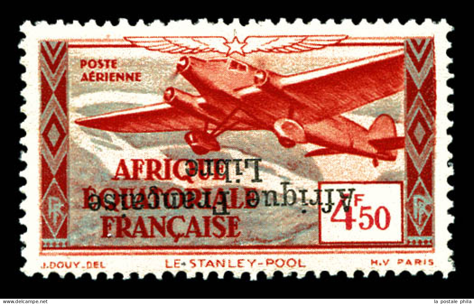 * N°17d, 4f 50 Rouge-brique Et Bleu-gris: Surcharge Renversée. TTB (certificat)  Qualité: *  Cote: 450 Euros - Unused Stamps