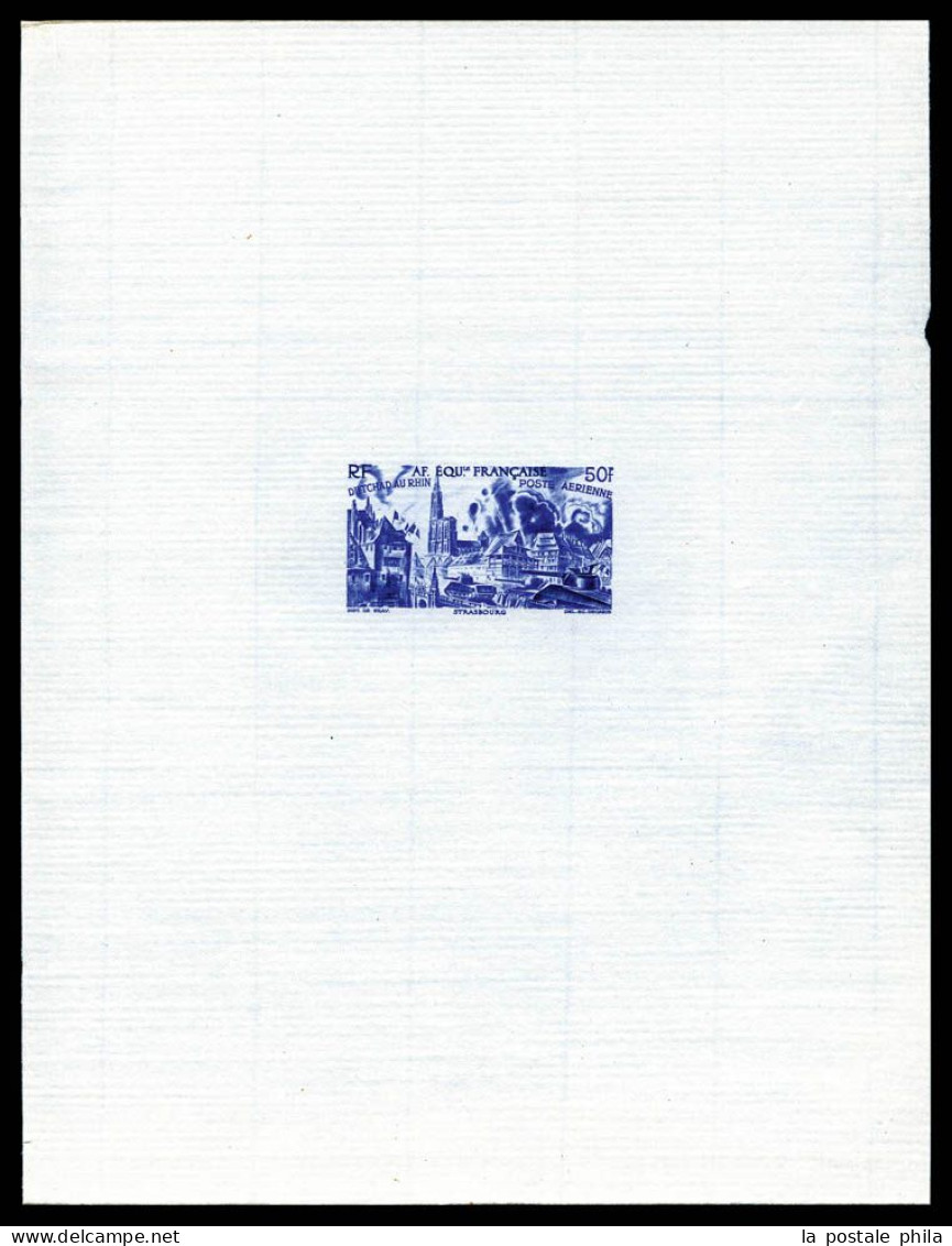 (*) N°43/49, Série Tchad Au Rhin En 7 épreuves D'Artiste En Bleu Outremer Sur Papier Filigrané (17x 21,5 Cm), R.R.R (cer - Unused Stamps