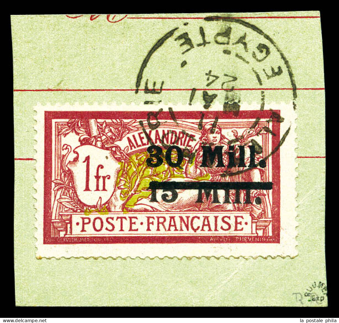 O N°50, 30m Sur 15m Sur 1F Obl Cad Alexandrie Le 11.5.1924 Sur Son Support. SUP. R. (signé Brun/certificat)  Qualité: Ob - Used Stamps