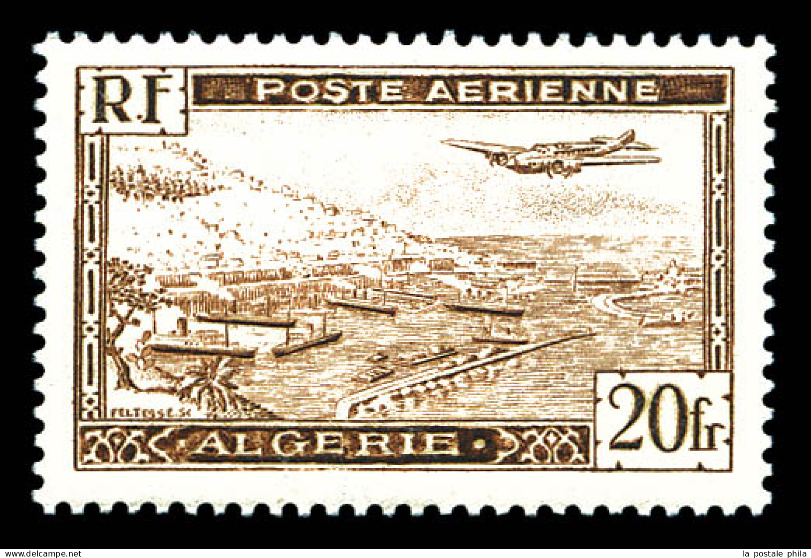 ** N°4A, Avion Survolant La Rade D'Alger Type II, TB  Qualité: **  Cote: 300 Euros - Poste Aérienne