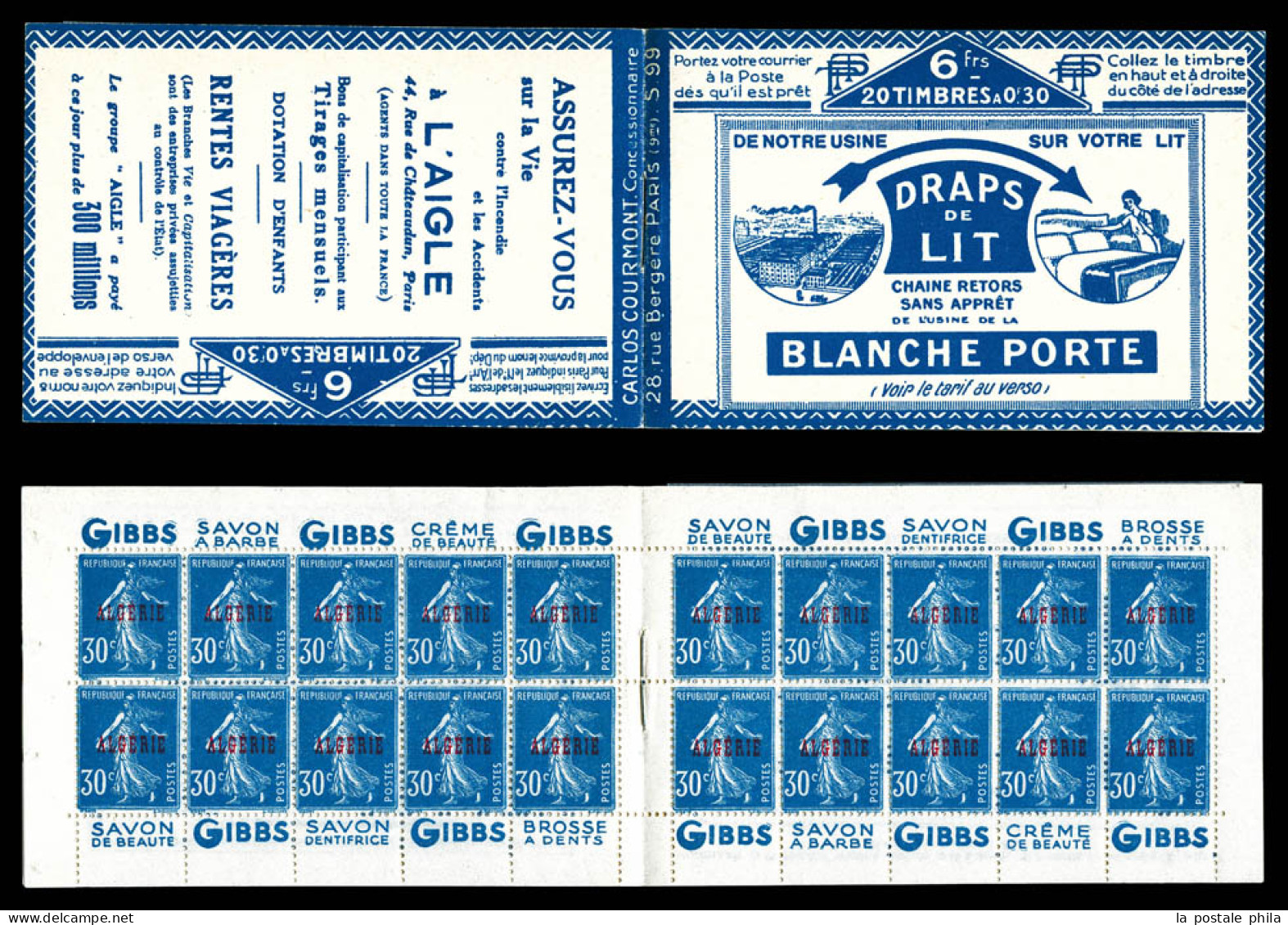 ** Carnets N°17-C3, Série 99-C, BLANCHE PORTE Et AIGLE, Haut De Feuille. SUPERBE (certificat)  Qualité: **  Cote: 650 Eu - Unused Stamps