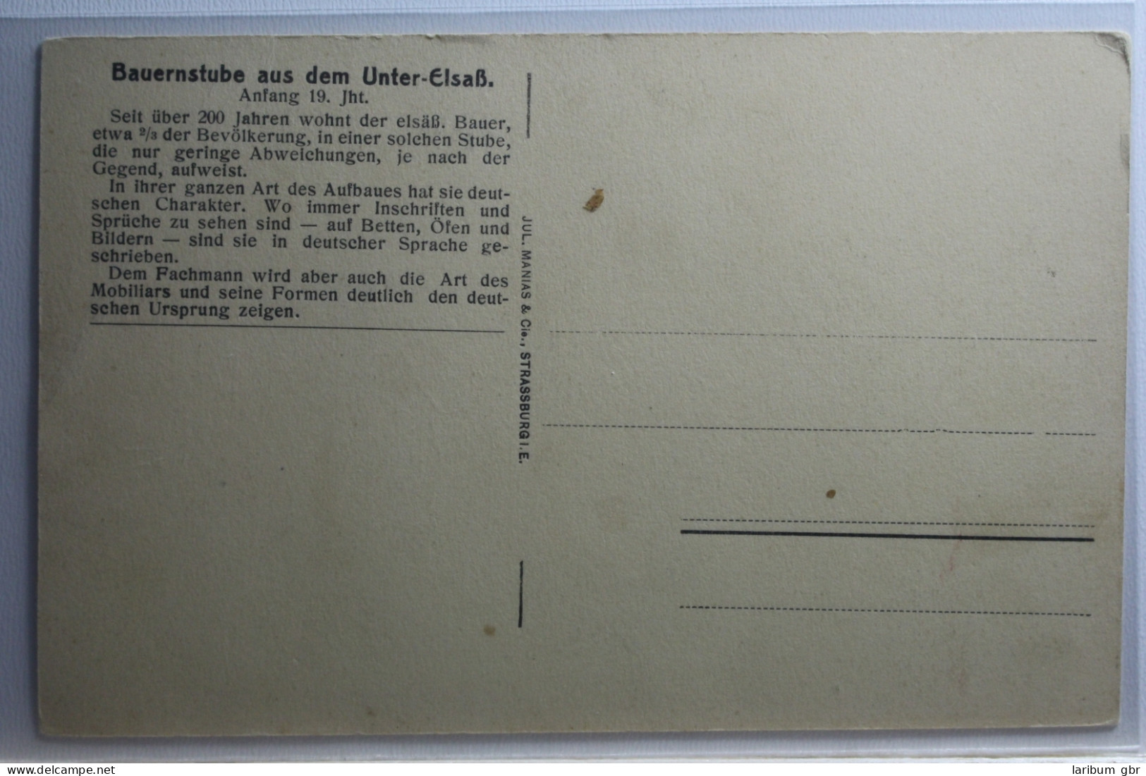 AK Elsass Bauernstube Aus Dem Unter-Elsass, Anfang 19 Jht. Ungebraucht #PI353 - Elsass