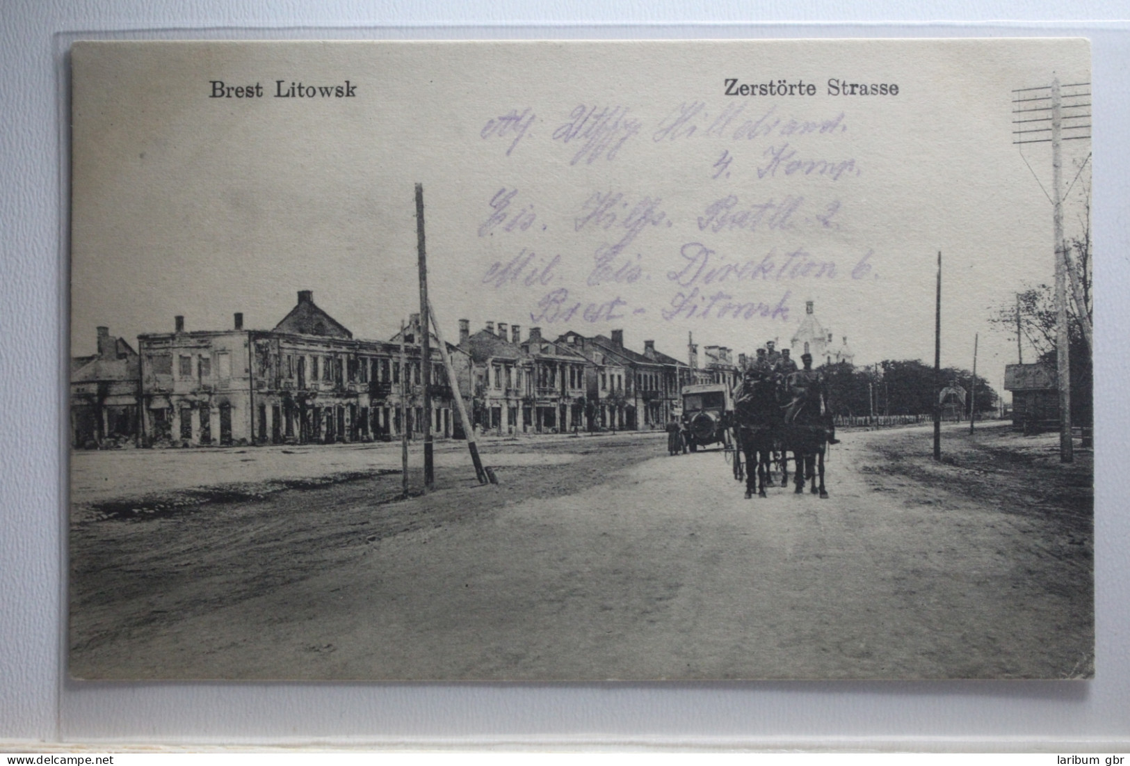 AK Brest - Weißrussland Zerstörte Straße Feldpost 1915 Gebraucht #PI429 - Russia