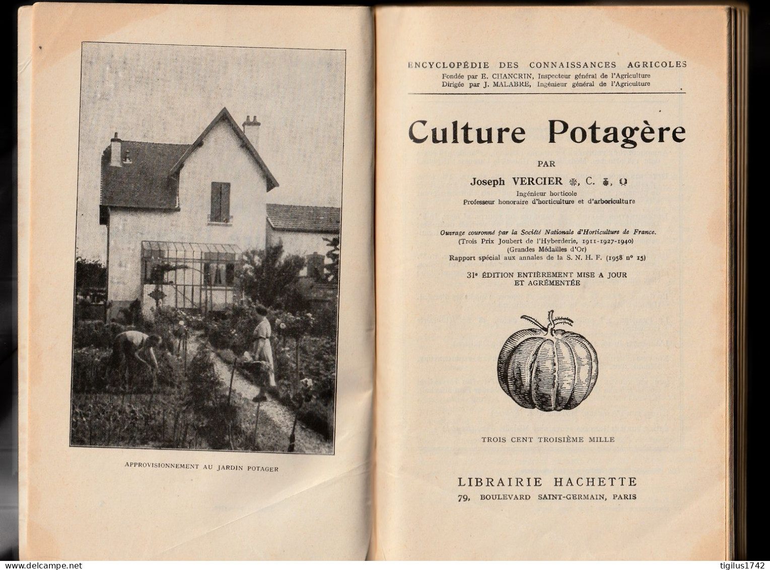 Joseph Vercier. Culture Potagère. Hachette, 1967 - Jardinage