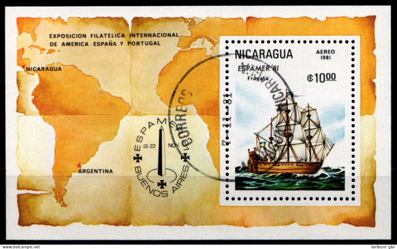 Nicaragua Block 140 Mit 2215 Gestempelt Schifffahrt #GA563 - Nicaragua