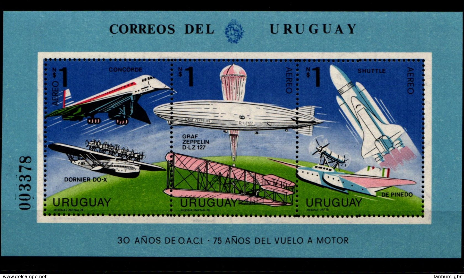 Uruguay Block 38 Postfrisch Luftfahrt #GO678 - Uruguay