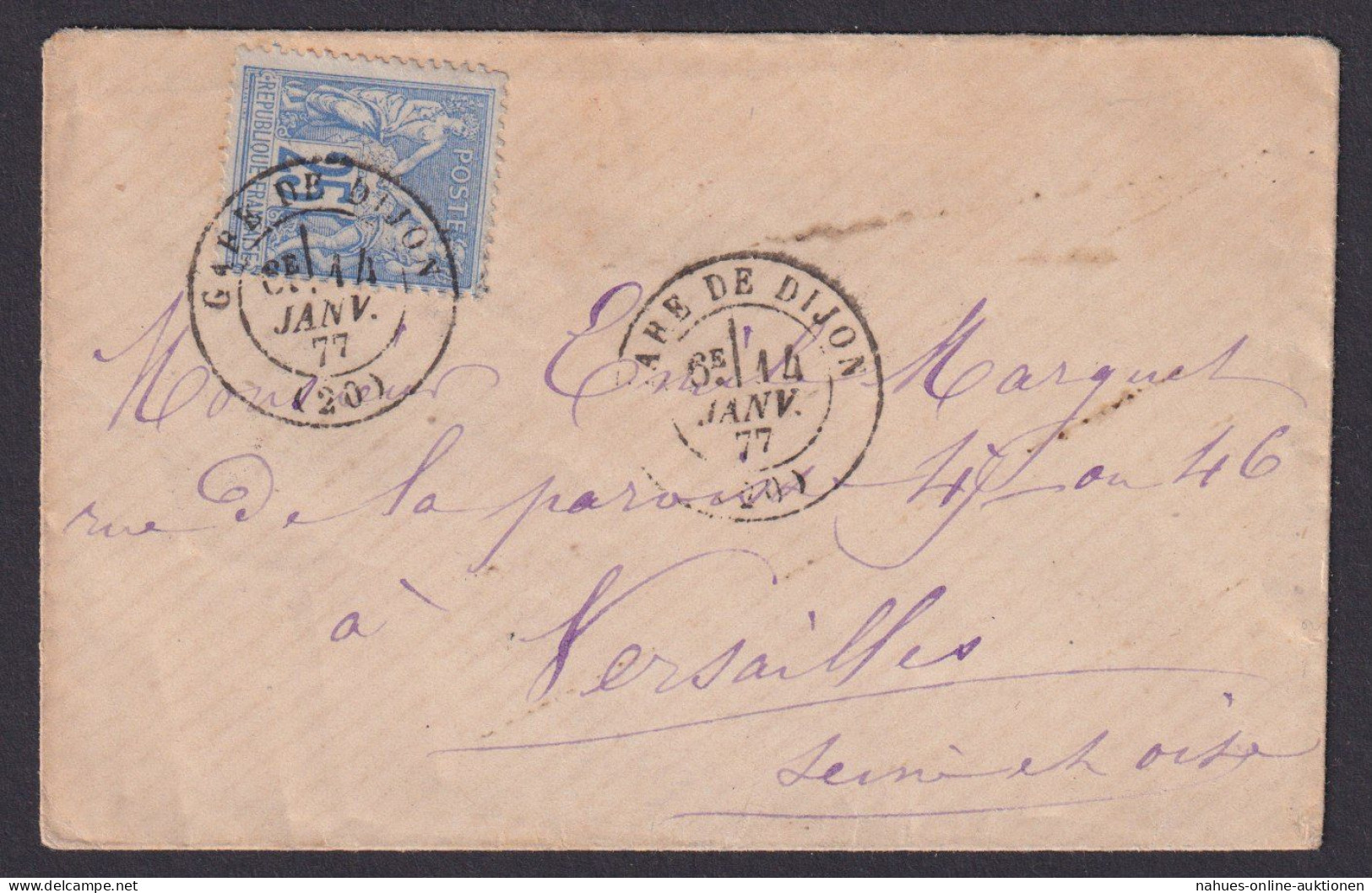 Frankreich Brief EF 25 C. Gare De Dijon Nach Versailles - Storia Postale