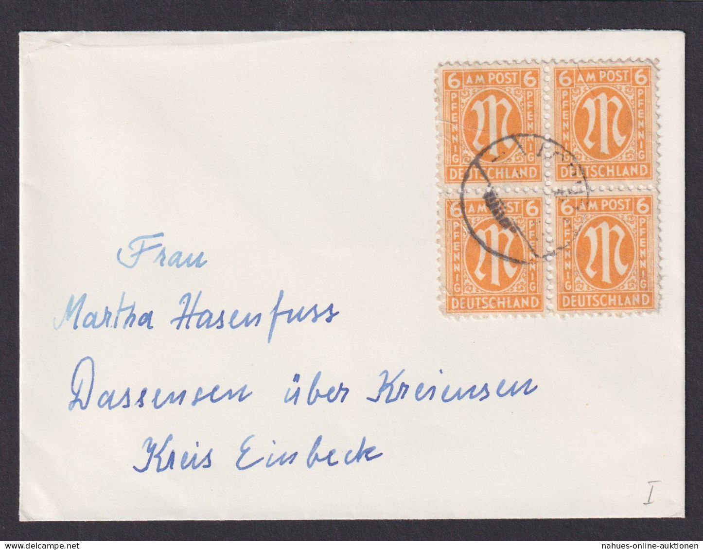 Bizone Brief AM Post 6 Pfg. Dassensen ü. Kr. Einbeck Viererblock - Sonstige & Ohne Zuordnung